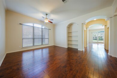 Living Room features lovely built-ins and distinct