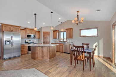 Beautiful wood laminate floor in kitchen, dining, 