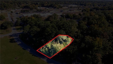 View of property location with a heavily wooded area and property parcel outlined