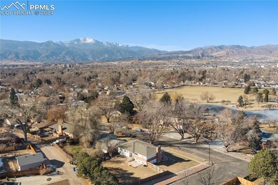Aerial view with Nancy Lewis Park and mountains in