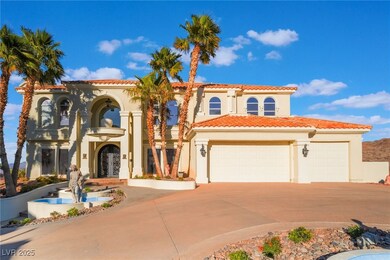Mediterranean / spanish house with a garage, a til