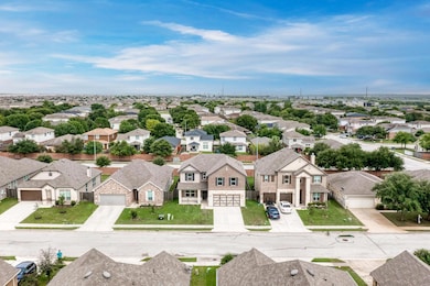 Aerial perspective of suburban area