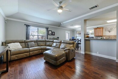 Kitchen overlooks living area