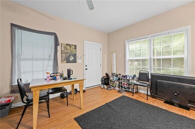 Office featuring wood finished floors and ceiling 