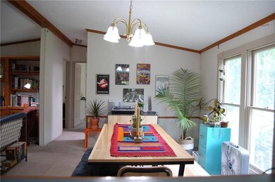 Formal dining space looks into the...