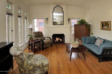 Living Room with Fireplace & Wood Floors