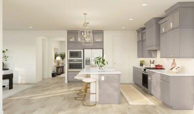 Kitchen with pendant lighting