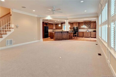 View of Kitchen from far end of family Room