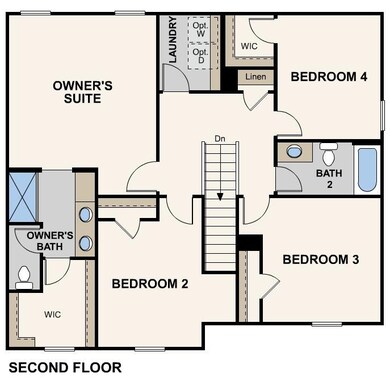 Live Oak, Marigold Floorplan, Second Flo
