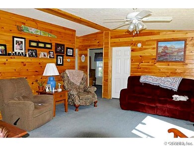Living Room. Vaulted Living room  with ceiling fan