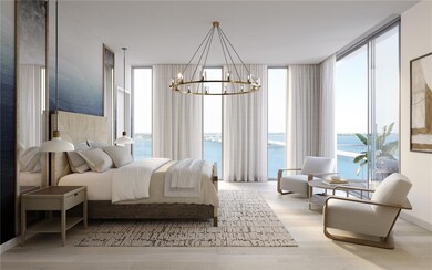Stately Owner's Bedroom with Sunset Balcony and Two Walk-In Closets. Disclosure: Rendering View from PH Primary Bedroom