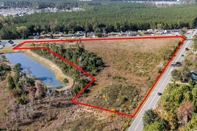 Aerial view of property's location featuring a forest and property boundaries highlighted