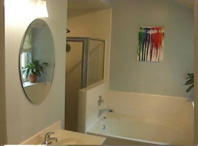 Master bath with large garden tub and seperate tile shower