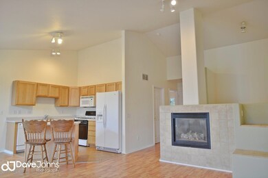 Kitchen & Living Area W Fireplace
