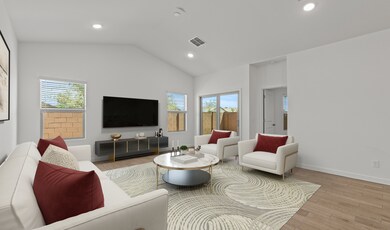 Great room with vaulted ceiling
