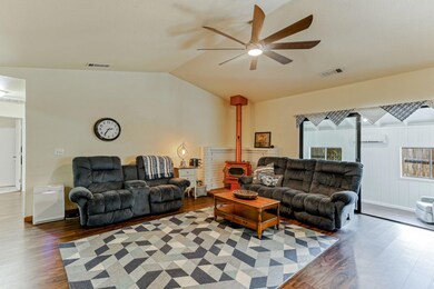 Wood burning stove in living room