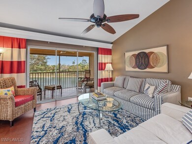 Living area with lofted ceiling and ceiling fan