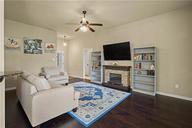 View of living room from dining area