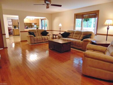 Huge family room with wet bar and wood burning fireplace, new wood floor in 2014