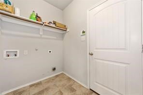 Laundry room featuring gas dryer hookup, washer hookup, and electric dryer hookup