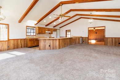 Open kitchen with dining area