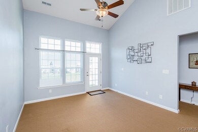 FAMILY ROOM W/ VAULTED CEILING, CEILING FAN, CARPE