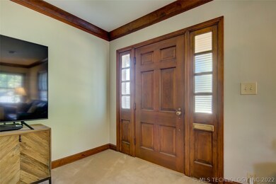The front door light panels have horizontal patter