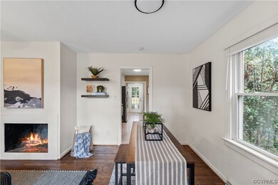 Hardwood floored dining space featuring plenty of