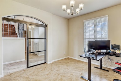 This gorgeous dining area showcases elegant tiled