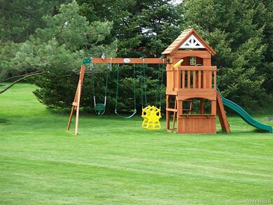 Yard. Cedar play set. Owner isn t quite sure if th