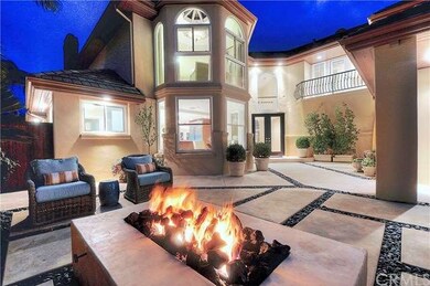 Interior courtyard with sofa area and gas firepit