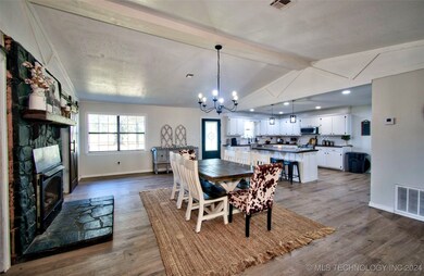 Dining room with fireplace