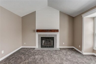 Beautiful fireplace with decorative tile surround 
