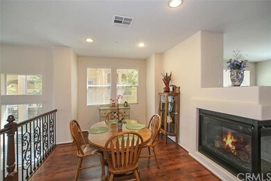 Dining room with floating fireplace