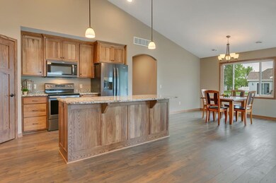 Wood laminate floor throughout