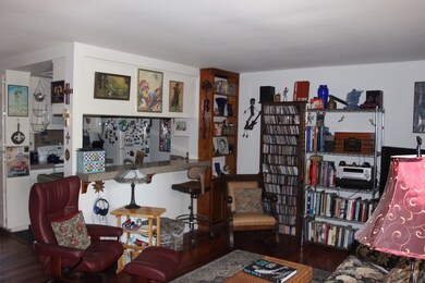 The bookshelf is built-in