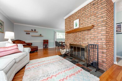 Brick wood-burning fireplace