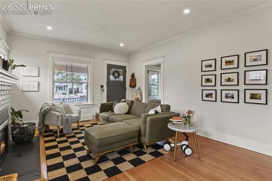 Living room featuring a fireplace