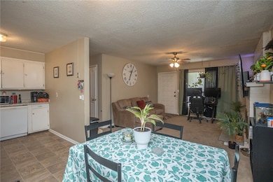 From dining area into kitchen and living room