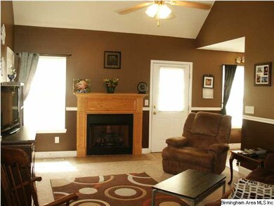 Spacious great room with fireplace.