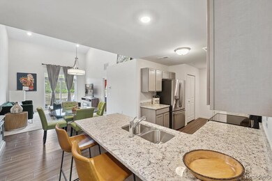 Open concept from living room to kitchen.