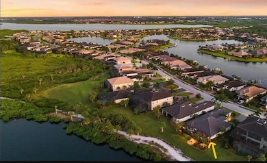 Aerial of house along river