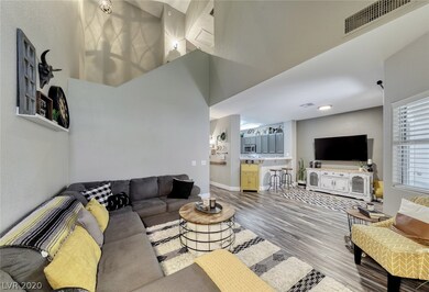 View from living/family room into kitchen.