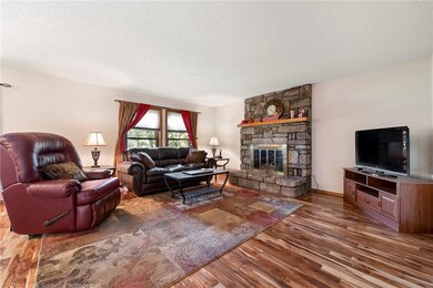 Gas log rock fireplace w/ hearth