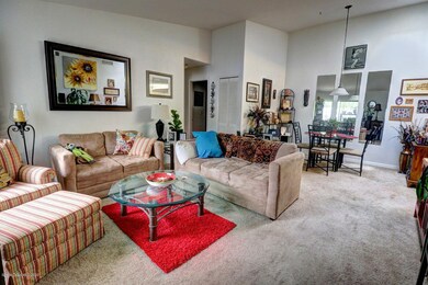 Large Living with vaulted ceiling
