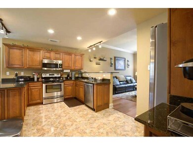 Kitchen. Tiled floors, great lighting and open flo