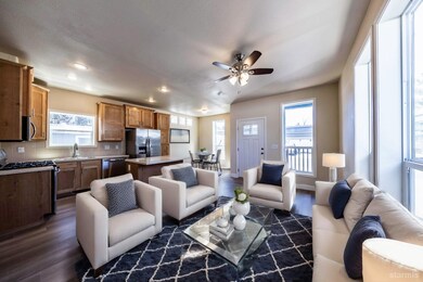 This photo features a virtual staging effect. The 