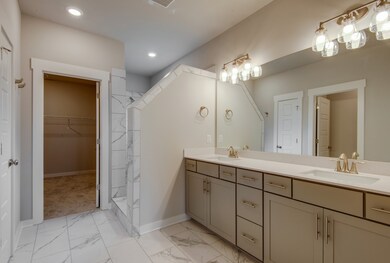 Tall double bowl vanity with 2 sinks and quartz countertops