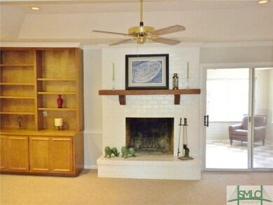 Huge family room with custom built ins and masonry