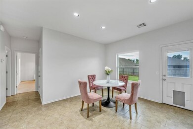 View of tiled dining room